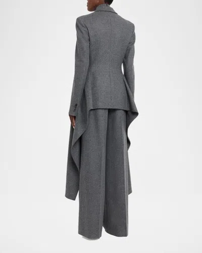 Michael Kors Draped Single-button Wool Blazer In Gray