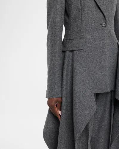 Michael Kors Draped Single-button Wool Blazer In Gray