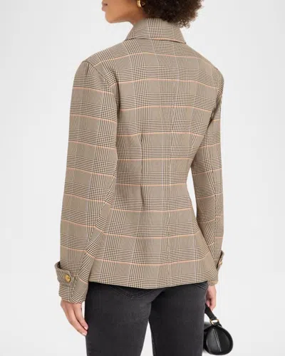 Veronica Beard Severine Plaid Jacket In Khaki Multi