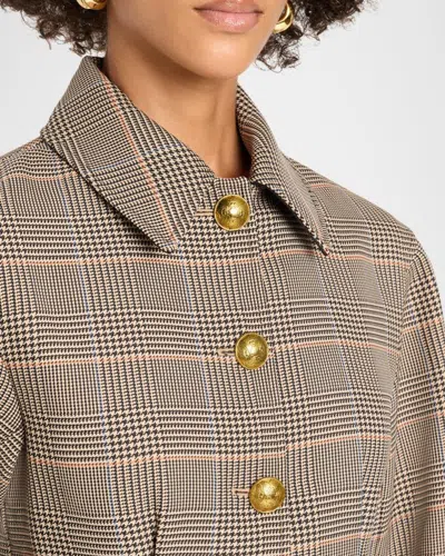 Veronica Beard Severine Plaid Jacket In Khaki Multi