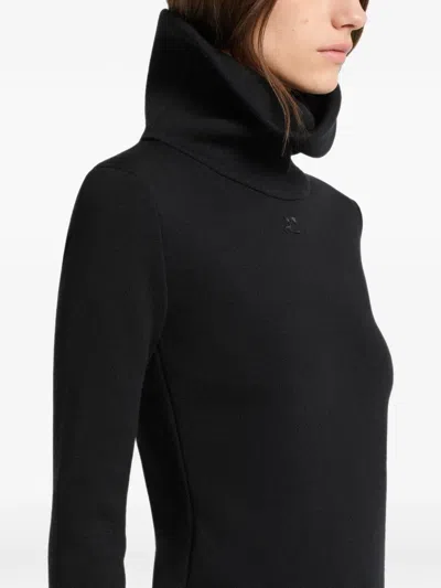 Courrèges High-collar Sweater In Black