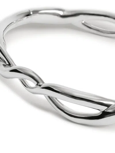 Monica Vinader Ochre Twisted Bangle In Silver