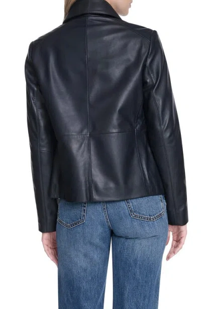 Cole Haan Leather Jacket In Navy