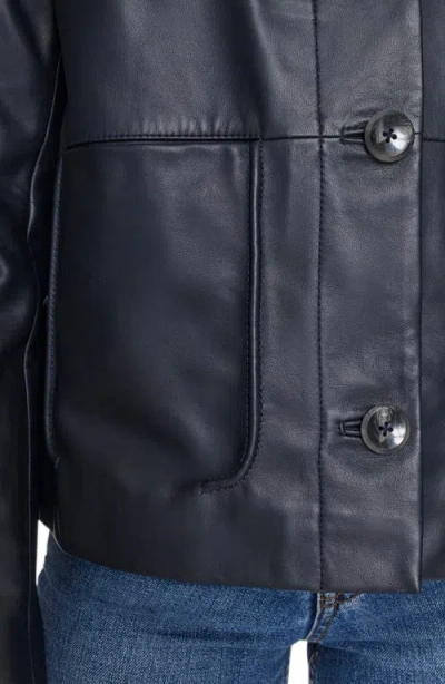 Cole Haan Leather Jacket In Navy