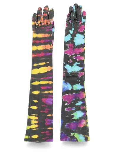 Dsquared2 Tie-dye Effect Leather Gloves In Multi