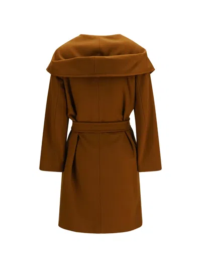 Max Mara Wool Drap Newmang Coat In 브라운