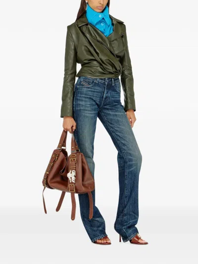 Diesel Draped Wrap-effect Jacket In Green