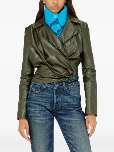 Diesel Draped Wrap-effect Jacket In Green