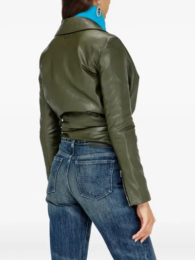 Diesel Draped Wrap-effect Jacket In Green
