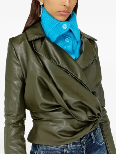 Diesel Draped Wrap-effect Jacket In Green