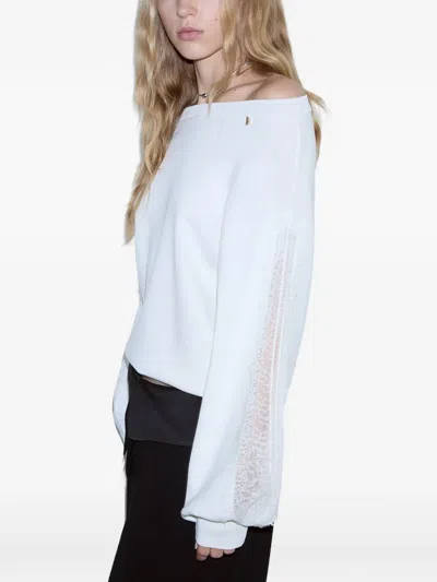 Liu •jo Sweater With Lace Inserts In White
