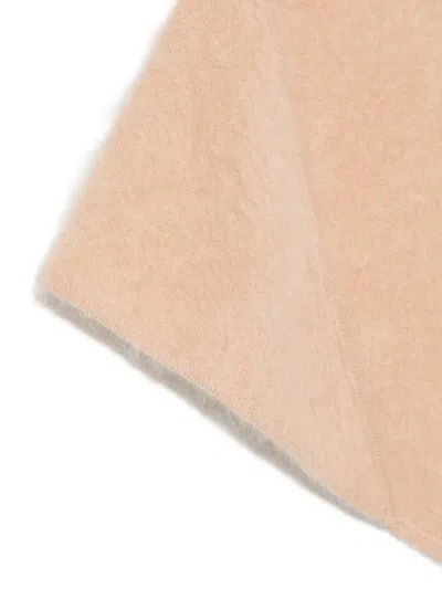 Soft Goat Triangular Knitted Scarf In Neutral