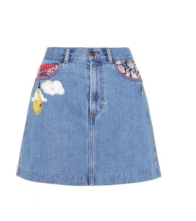 Shop Marc Jacobs Embellished Denim Skirt In Classic Iedigo