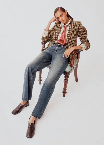 Me+em Sharp Shoulder Blazer Brown Multi In Brown Multi