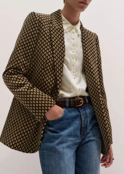 Me+em Sharp Shoulder Blazer Brown Multi In Brown Multi