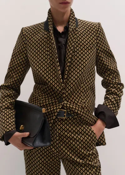 Me+em Sharp Shoulder Blazer Brown Multi In Brown Multi