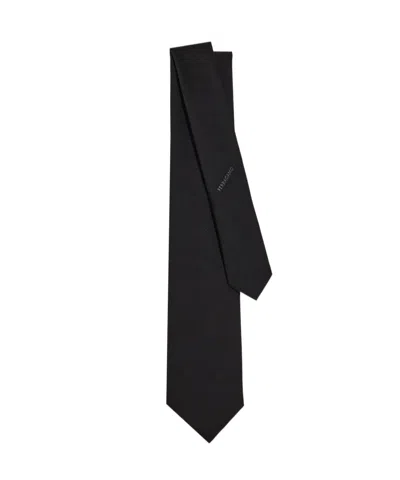 Ferragamo Logo Silk Tie In Black