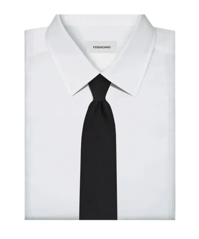 Ferragamo Logo Silk Tie In Black