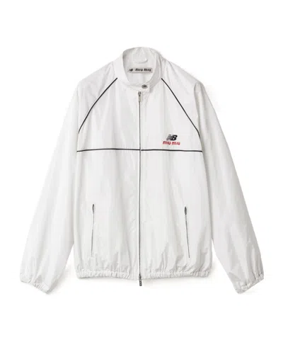 Miu Miu Technical Poplin Blouson Jacket In White