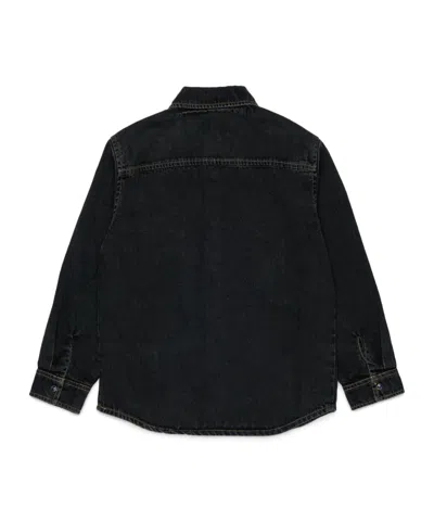 Diesel 로고 자수 데님 셔츠 In Black