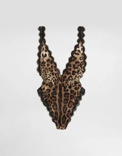 Dolce & Gabbana Dolce  Gabbana Leopard Printed Bodysuit In Multi