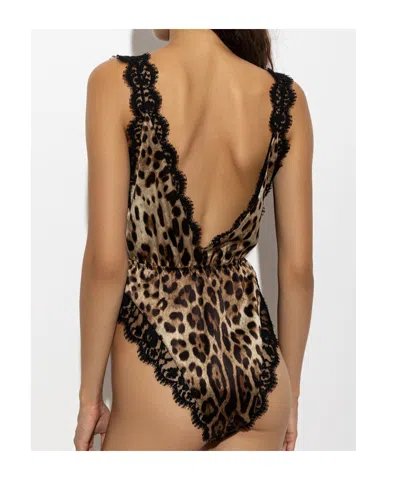 Dolce & Gabbana Dolce  Gabbana Leopard Printed Bodysuit In Multi