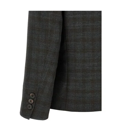 Dries Van Noten Checked Wool Blazer In Gray