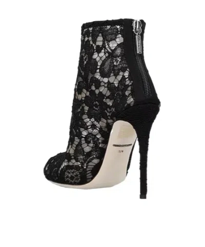 Dolce & Gabbana Minimalist Opentoe Ankle Boots In Black