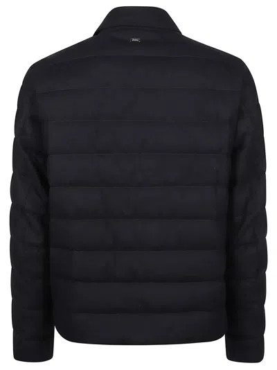Herno Quilted Wool-blend Structured Down Jacket In Blue Navy Blue