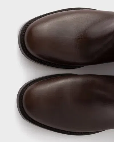 Prada Leather Boots In Brown