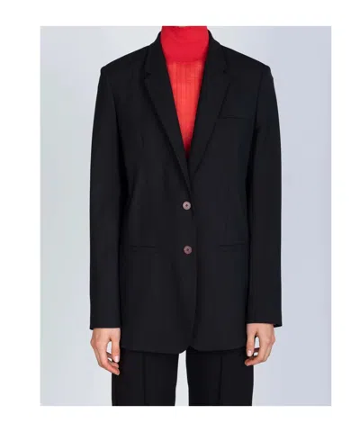 Alysi Single-breasted Stretch Virgin Wool Blazer In Black