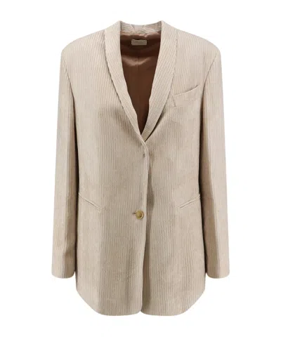 Alysi Single-breasted Shawl-lapel Blazer In Neutral