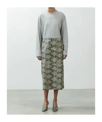 Alysi Python-print Leather Midi Skirt In Brown