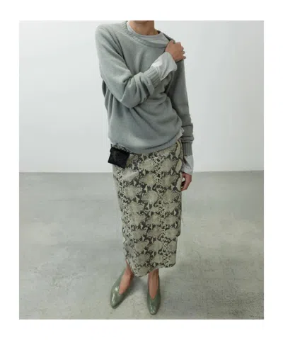 Alysi Python-print Leather Midi Skirt In Brown