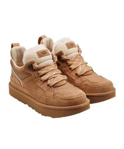 Ugg Lowmel Plush-lined Leather Sneakers In Brown