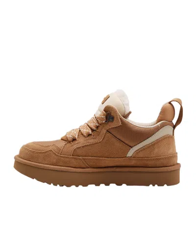 Ugg Lowmel Plush-lined Leather Sneakers In Brown