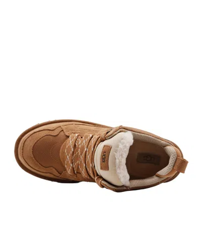 Ugg Lowmel Plush-lined Leather Sneakers In Brown