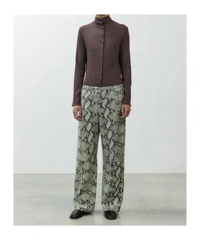 Alysi Python-print Leather Trousers In Brown