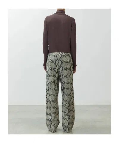Alysi Python-print Leather Trousers In Brown