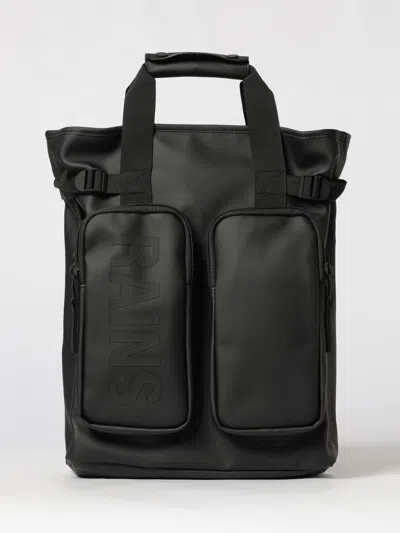 Rains Logo-print Multi-pocket Backpack In Black