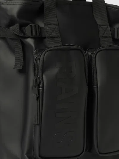 Rains Logo-print Multi-pocket Backpack In Black