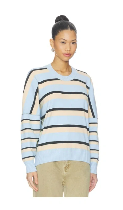 Free People Striped Alma Pullover Sweatshirt In Blue