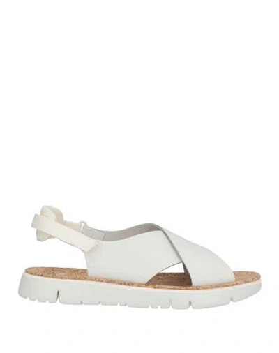 Camper Oruga Crossover Leather Sandals In White