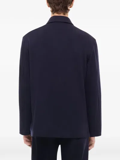 Fursac Button-up Patch-pocket Overshirt In Blue