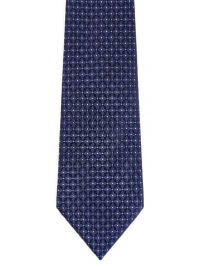 Fursac Geometric-pattern Silk Tie In Blue