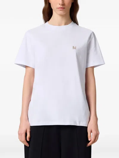 Msgm Logo-embroidered T-shirt In Gray