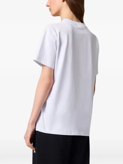 Msgm Logo-embroidered T-shirt In Gray