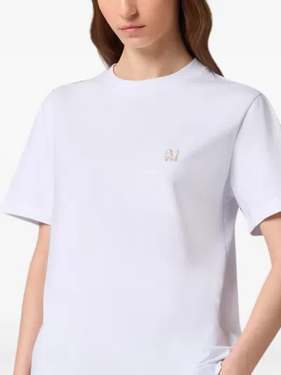 Msgm Logo-embroidered T-shirt In Gray