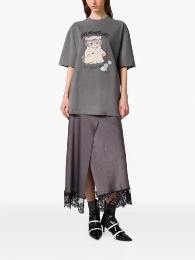 Msgm Graphic-print T-shirt In Gray