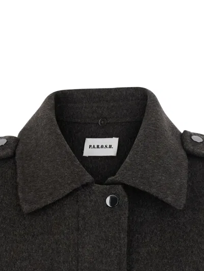 P.a.r.o.s.h . Faux Fur Collar Wool Jacket In Brown